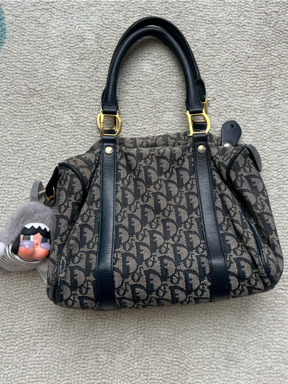AUTHENTIC Vintage Dior Boston Bag in Navy (GOOD CONDITION)